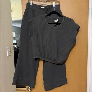 UpWest brand Charcoal Wide Leg Pants & Top Set